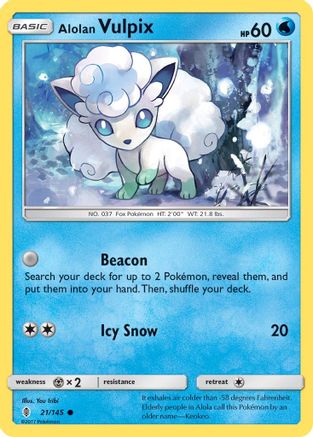 Alolan Vulpix 21/145 - SM  Guardians Rising Reverse Holofoil