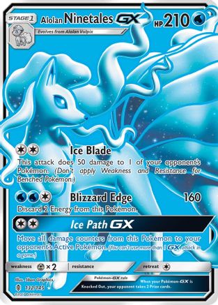 Alolan Ninetales GX (Full Art) 132/145 - SM  Guardians Rising Holofoil