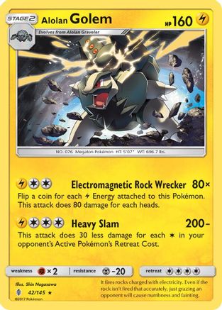 Alolan Golem 42/145 - SM  Guardians Rising Holofoil