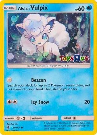 Alolan Vulpix - 21/145 (Toys R Us Promo) 21 - Miscellaneous Cards & Products Holofoil