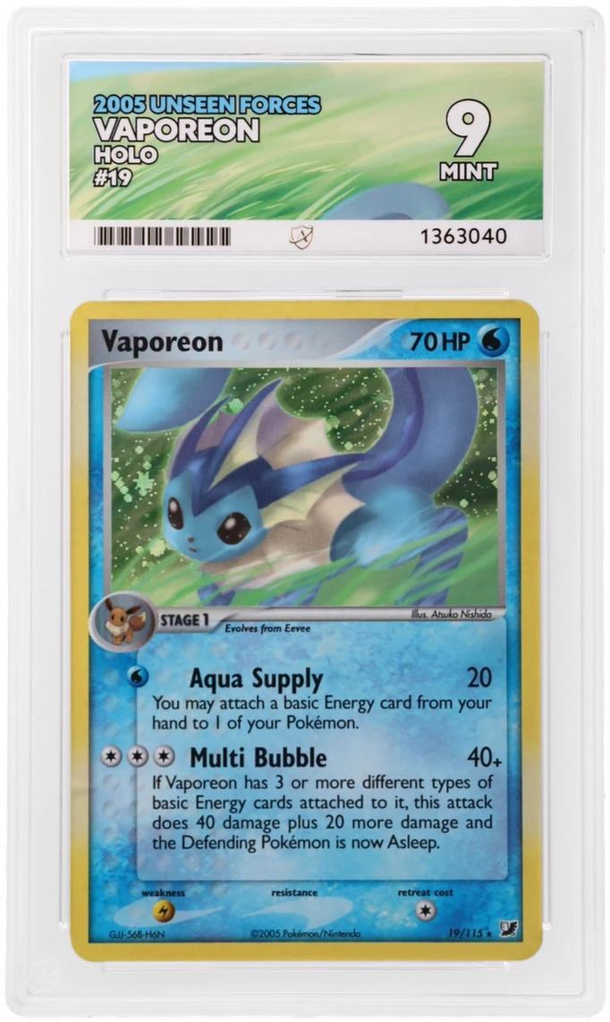 ACE 9 - Vaporeon - 19/115 - Unseen Forces - Pokemon - front