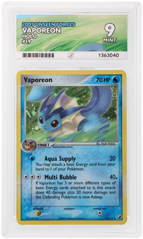 ACE 9 - Vaporeon - 19/115 - Unseen Forces - Pokemon - front