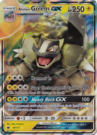 Alolan Golem GX 34/111 - SM  Crimson Invasion Holofoil