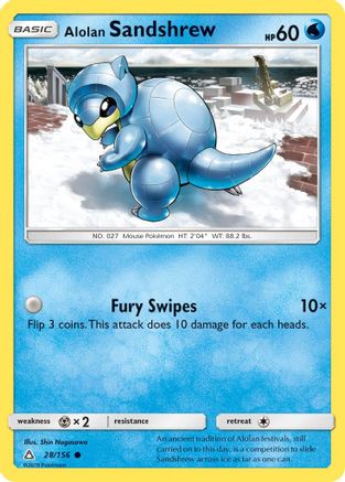 Alolan Sandshrew 28/156 - SM  Ultra Prism Reverse Holofoil