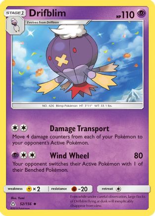 Drifblim 52/156 - SM  Ultra Prism Reverse Holofoil