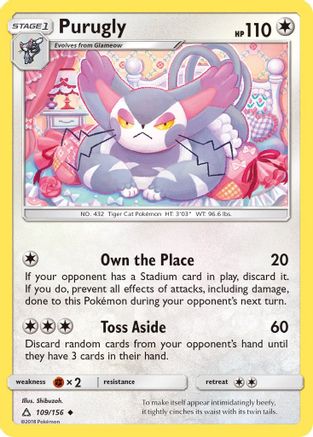 Purugly 109/156 - Ultra Prism Reverse Holofoil