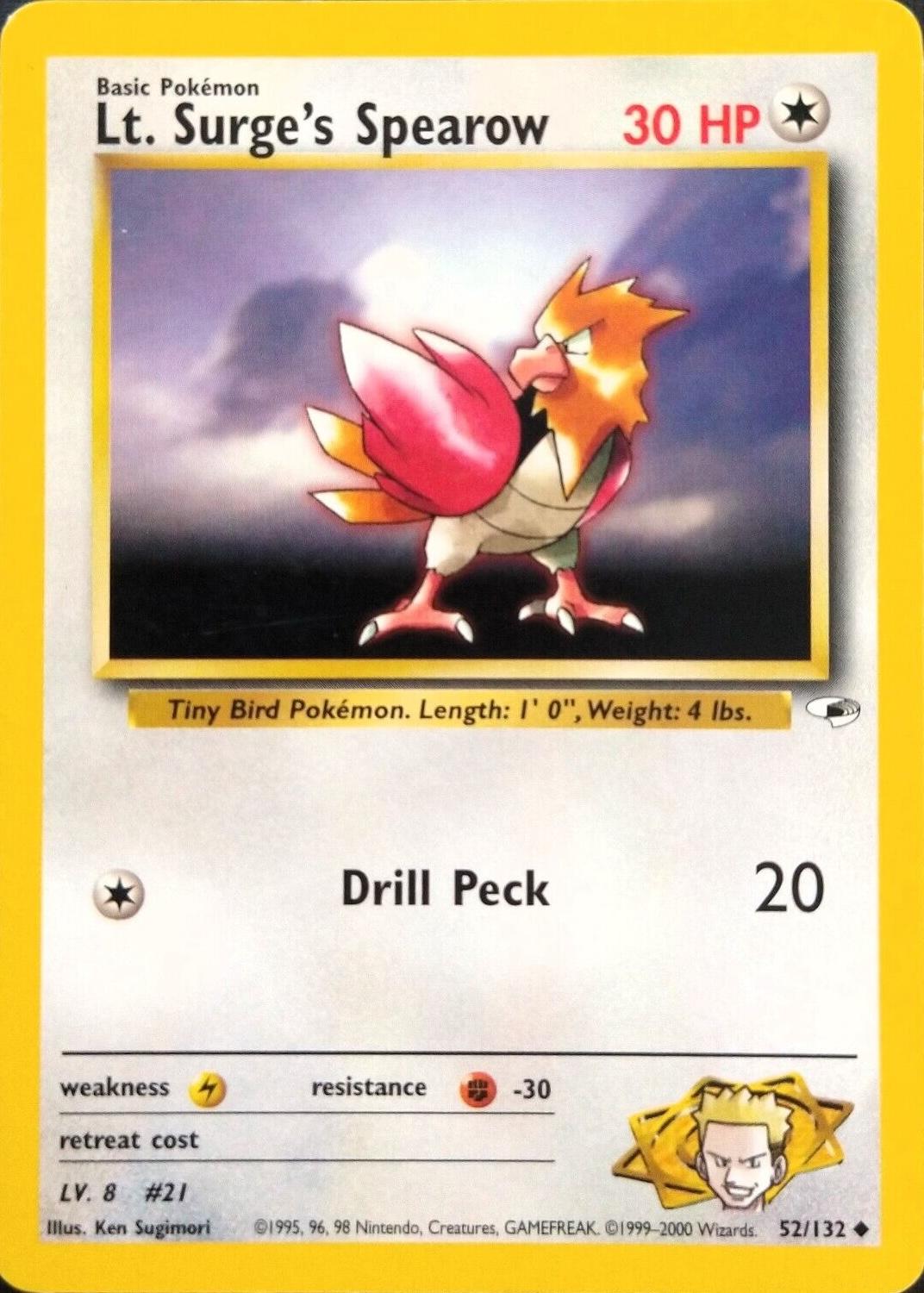 Lt. Surge's Spearow 52/132 - Gym Heroes Unlimited