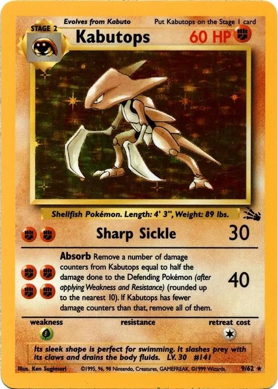 Kabutops 9/62 - Fossil Unlimited Holofoil