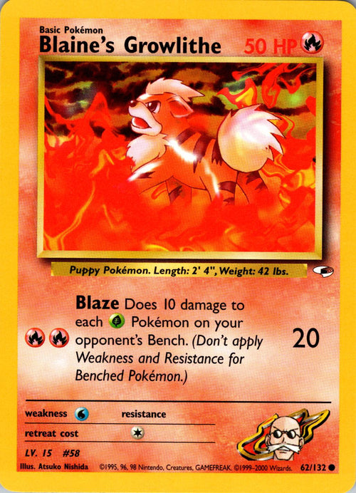 Blaine's Growlithe (62) 62/132 - Gym Heroes Unlimited