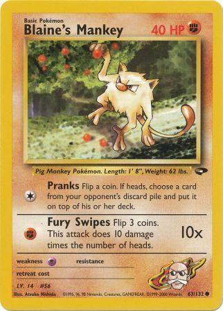 Blaine's Mankey 63/132 - Gym Challenge Unlimited
