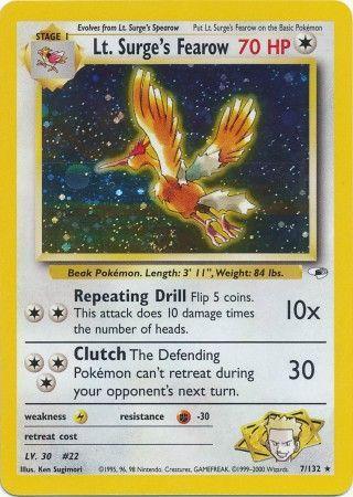 Lt. Surge's Fearow 7/132 - Gym Heroes Unlimited Holofoil