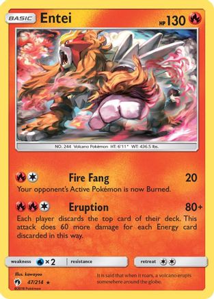 Entei 47/214 - Lost Thunder Reverse Holofoil