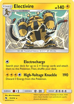 Electivire 72/214 - Lost Thunder Reverse Holofoil