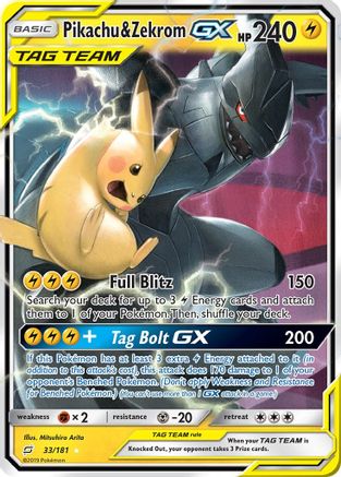 Pikachu & Zekrom-GX 33/181 - Team Up Holofoil