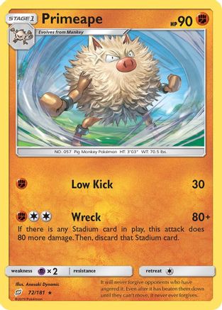 Primeape 72/181 - Team Up Reverse Holofoil