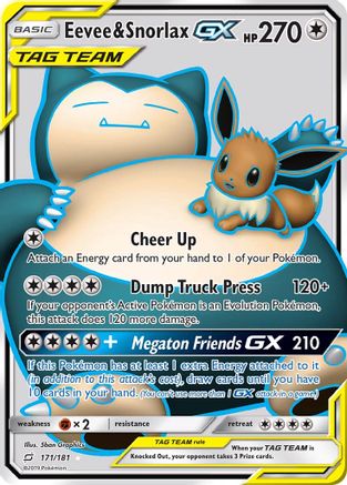 Eevee & Snorlax GX (Full Art) 171/181 - SM  Team Up Holofoil