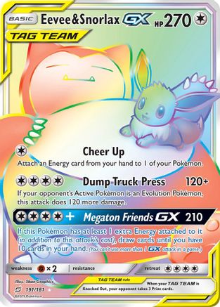 Eevee & Snorlax GX (Secret) 191/181 - SM  Team Up Holofoil