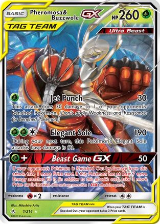 Pheromosa & Buzzwole-GX 1/214 - Unbroken Bonds Holofoil
