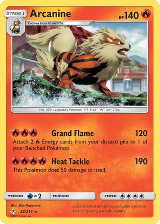 Arcanine 22/214 - SM  Unbroken Bonds Reverse Holofoil