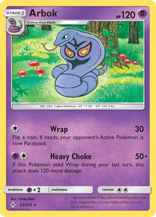 Arbok 63/214 - SM  Unbroken Bonds Reverse Holofoil