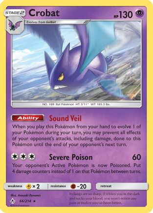 Crobat 66/214 - SM  Unbroken Bonds Reverse Holofoil