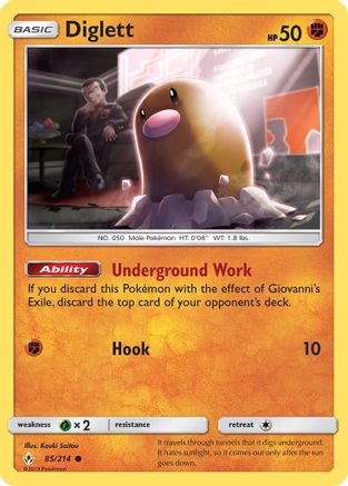 Diglett 85/214 - SM  Unbroken Bonds Reverse Holofoil