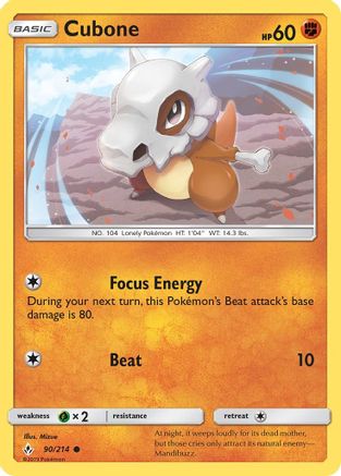 Cubone 90/214 - SM  Unbroken Bonds Reverse Holofoil