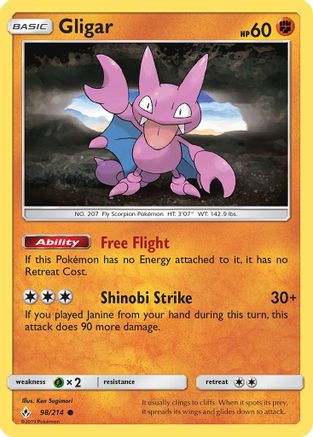 Gligar 98/214 - Unbroken Bonds Reverse Holofoil