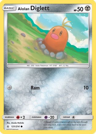 Alolan Diglett 121/214 - SM  Unbroken Bonds Reverse Holofoil