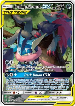Greninja & Zoroark-GX 201/214 - Unbroken Bonds Holofoil