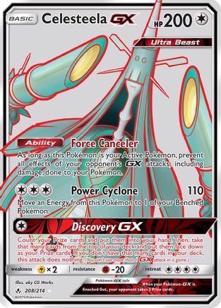 Celesteela GX (Full Art) 208/214 - SM  Unbroken Bonds Holofoil