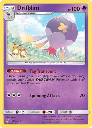 Drifblim 81/236 - SM  Unified Minds Reverse Holofoil