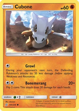 Cubone 105/236 - SM  Unified Minds Reverse Holofoil