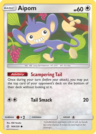 Aipom 169/236 - SM  Cosmic Eclipse Reverse Holofoil