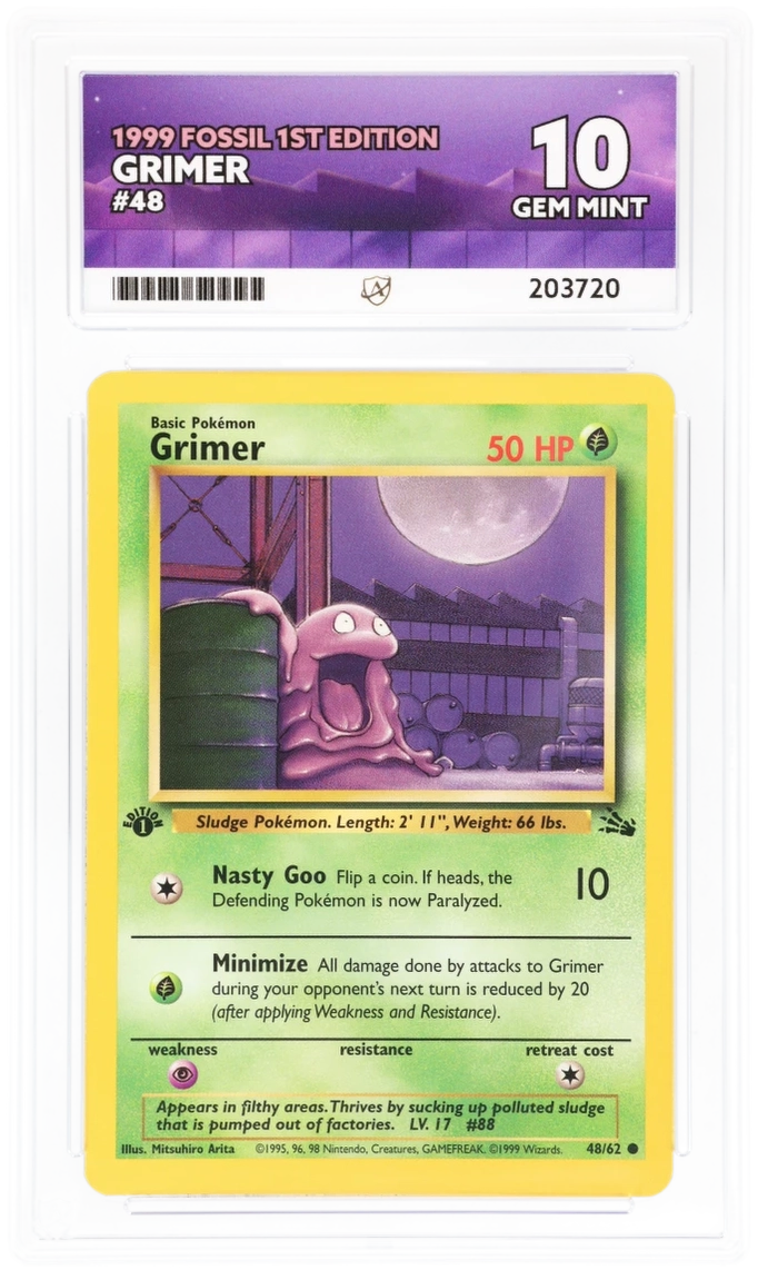 ACE 10   - Grimer - 48/62 - 1999 Fossil 1st Edition - Pokemon
