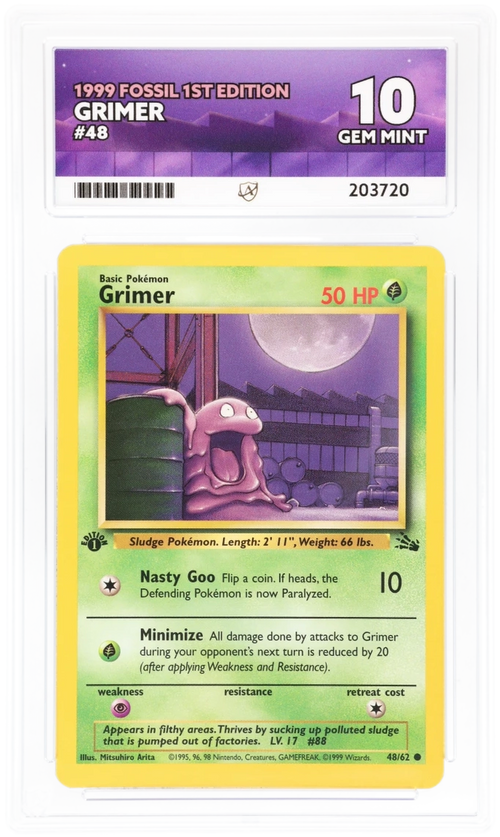ACE 10   - Grimer - 48/62 - 1999 Fossil 1st Edition - Pokemon