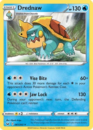 Drednaw 61/202 - SWSH01 Sword & Shield Base Set Reverse Holofoil