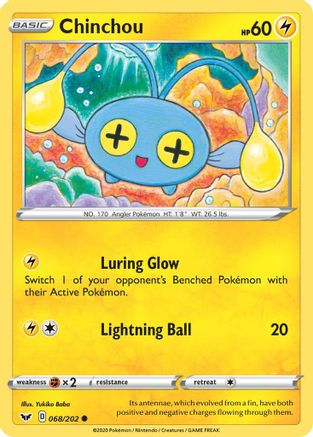 Chinchou (068) 68/202 - SWSH01 Sword & Shield Base Set Reverse Holofoil
