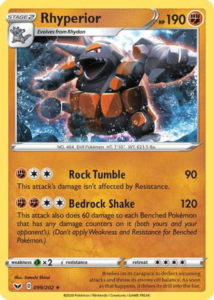 Rhyperior 99/202 - Sword & Shield Reverse Holofoil