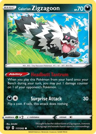 Galarian Zigzagoon 117/202 - Sword & Shield Reverse Holofoil
