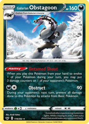 Galarian Obstagoon 119/202 - Sword & Shield Holofoil