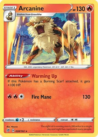 Arcanine 28/192 - SWSH02 Rebel Clash Reverse Holofoil