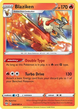 Blaziken 24/189 - SWSH03 Darkness Ablaze Reverse Holofoil