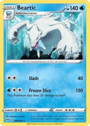 Beartic 49/189 - SWSH03 Darkness Ablaze Reverse Holofoil