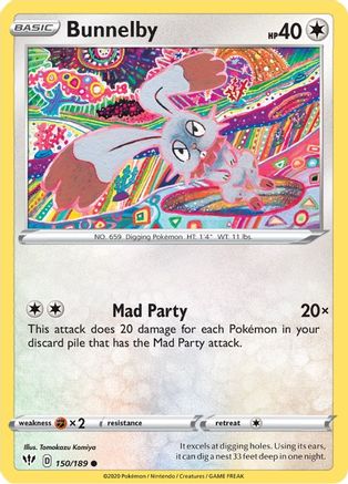 Bunnelby 150/189 - SWSH03 Darkness Ablaze Reverse Holofoil