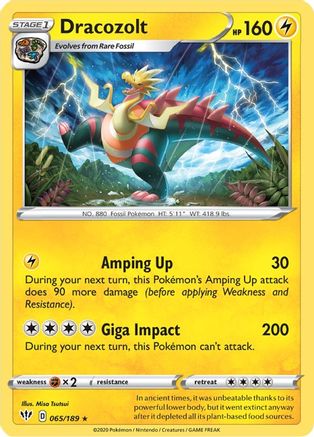 Dracozolt 65/189 - SWSH03 Darkness Ablaze Reverse Holofoil