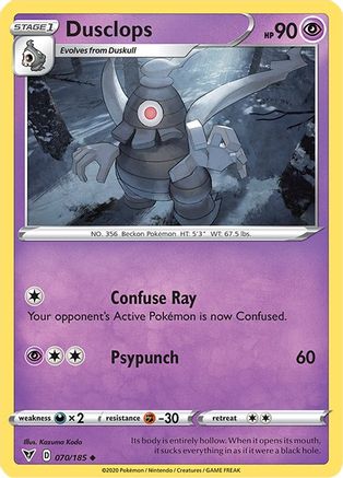 Dusclops 70/185 - SWSH04 Vivid Voltage Reverse Holofoil