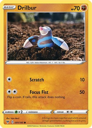 Drilbur 91/185 - SWSH04 Vivid Voltage Reverse Holofoil
