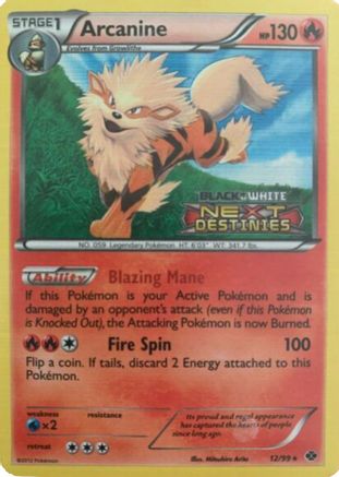 Arcanine - 12/99 (Prerelease) 12 - Black and White Promos Holofoil