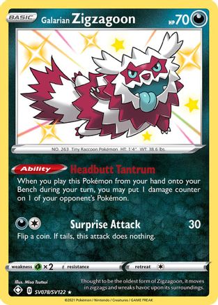 Galarian Zigzagoon SV078/122 - Shiny Vault Holofoil